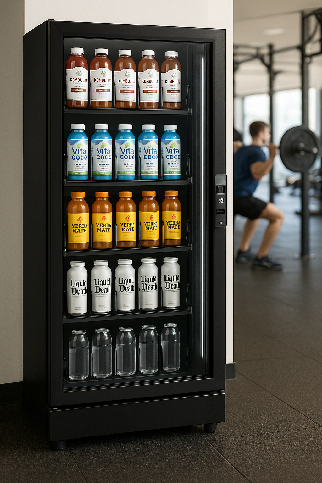 A sleek, modern vending cooler
